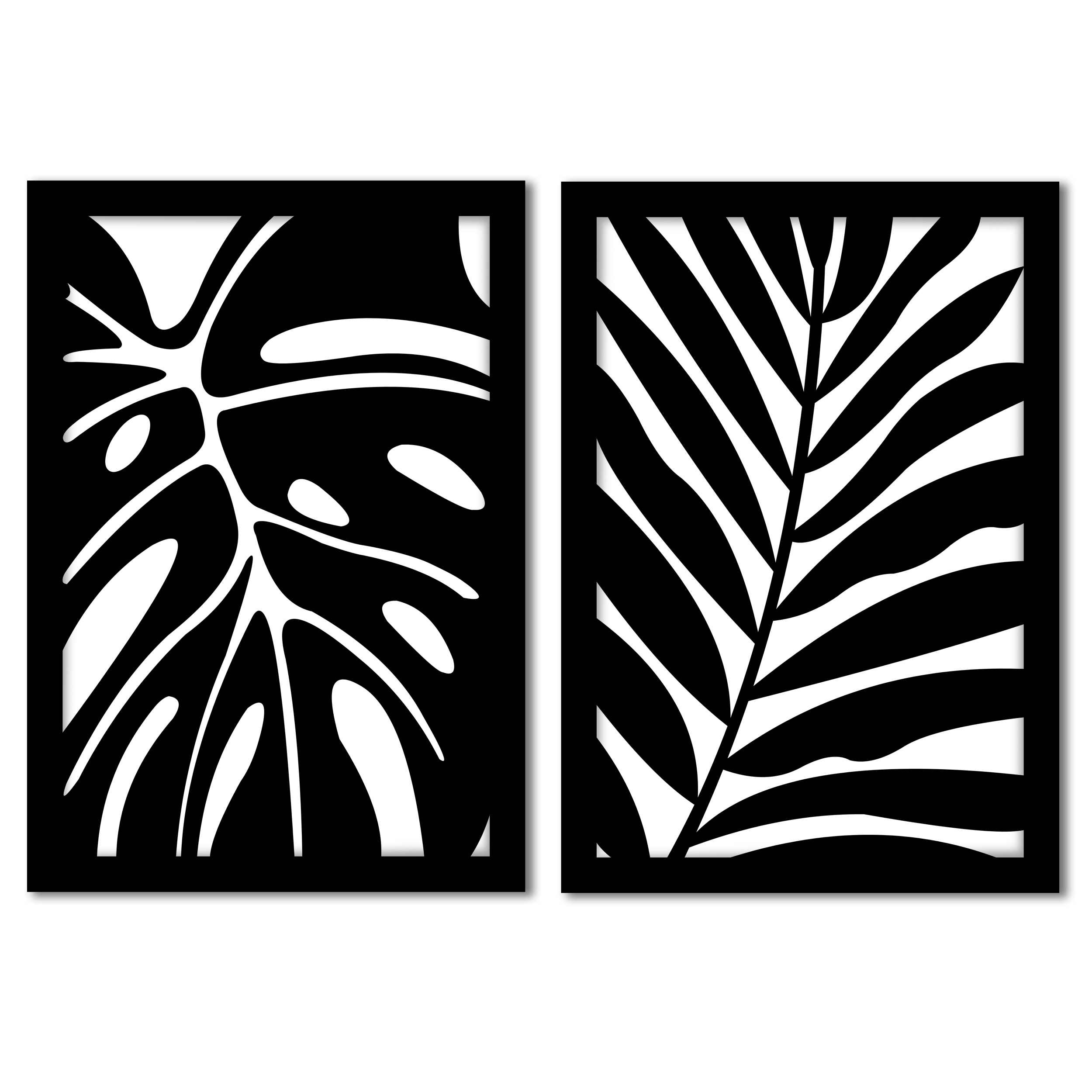 Black and White Botanical Leaf Wall Art Set of 2 | Modern Minimalist Wall Decor | Vibbes