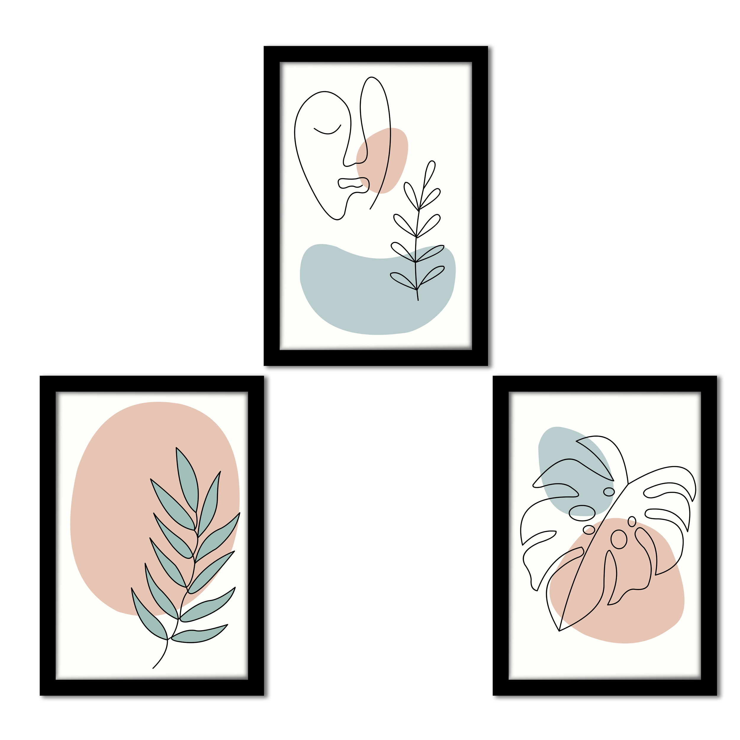Modern Abstract Line Art Wall Art Set of 3 | Minimal Framed Decor – VIBBES