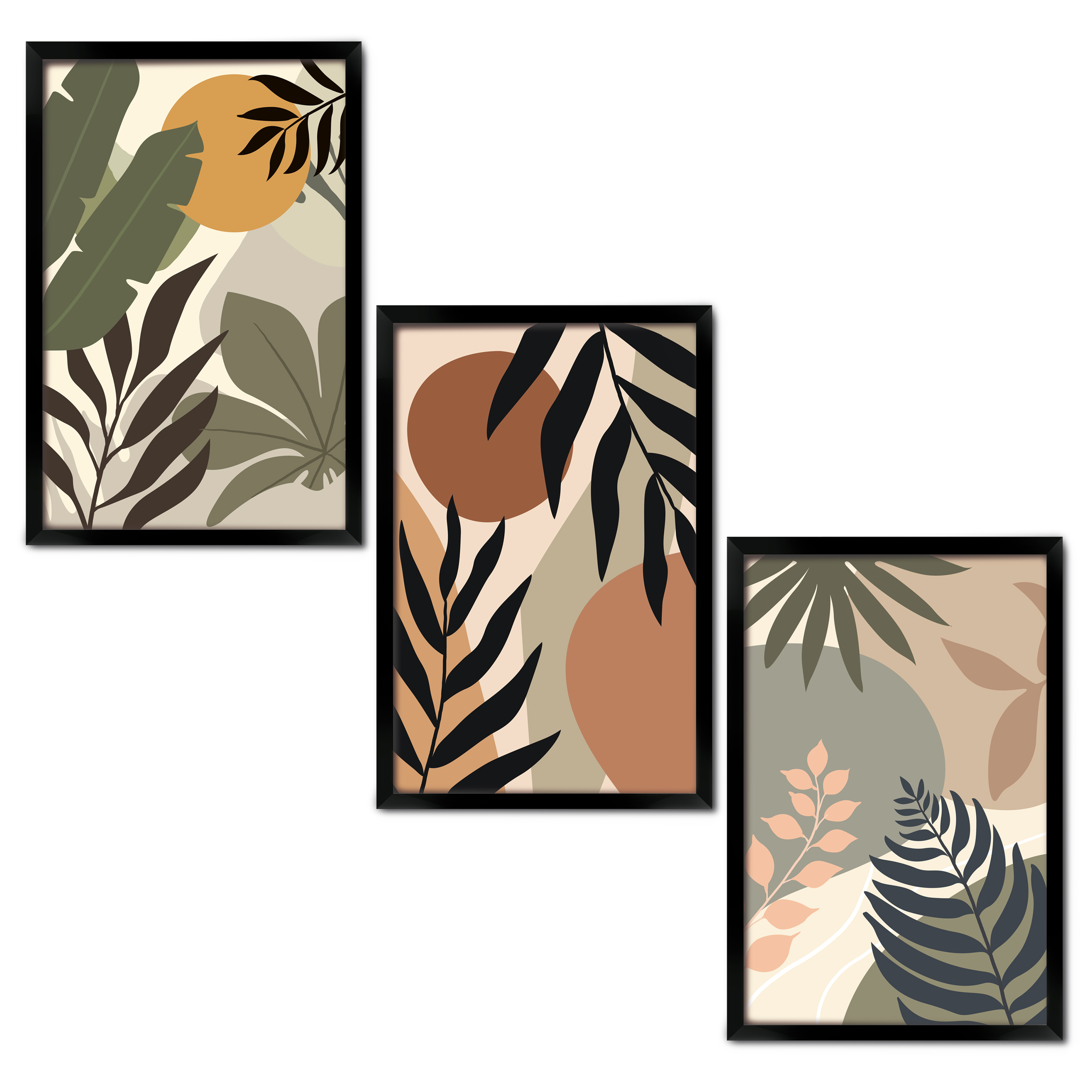 Modern Abstract Botanical Wall Art Set of 3 | VIBBES Wall Decor