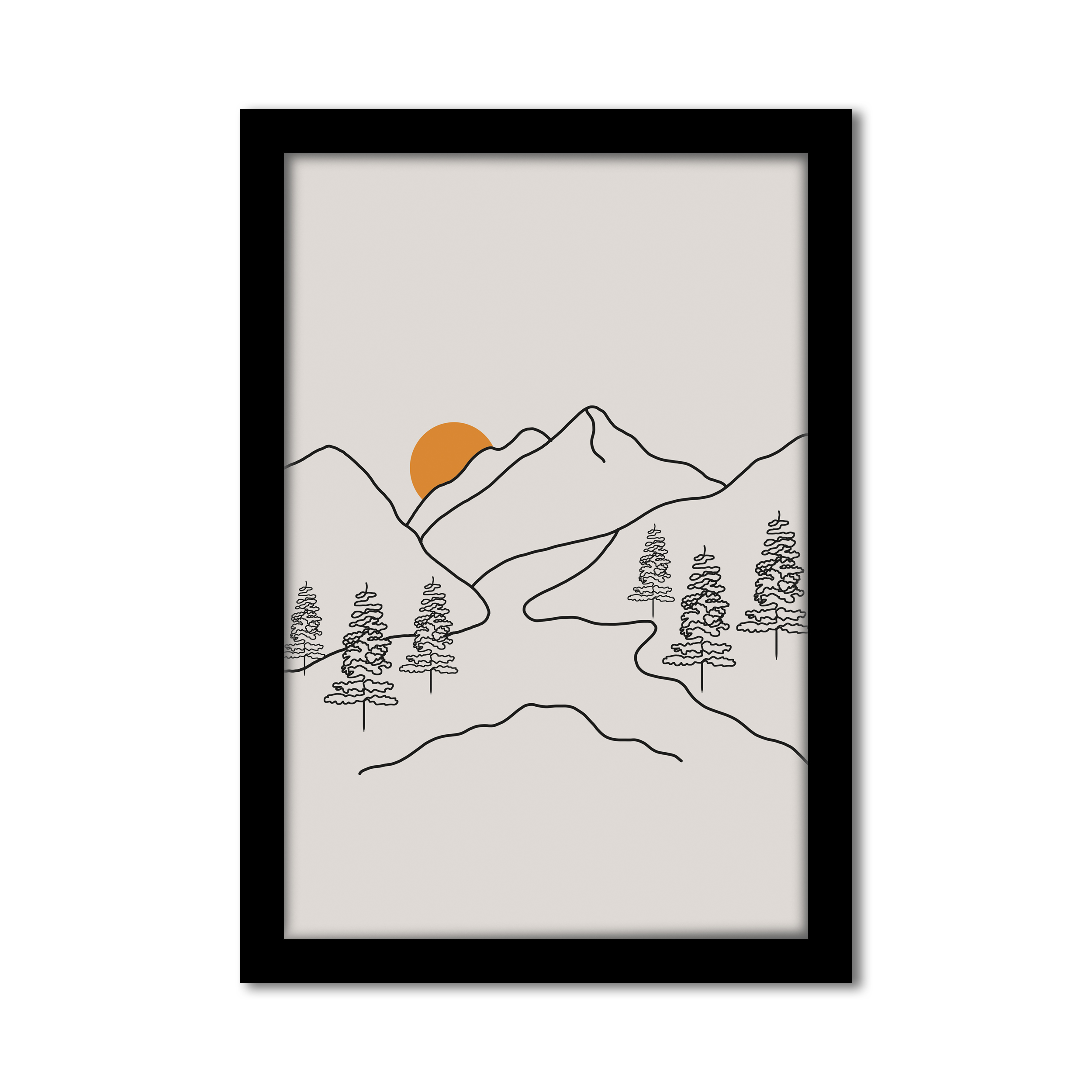 Minimal Mountain Landscape Line Art Wall Art | Modern Nature Wall Decor – VIBBES