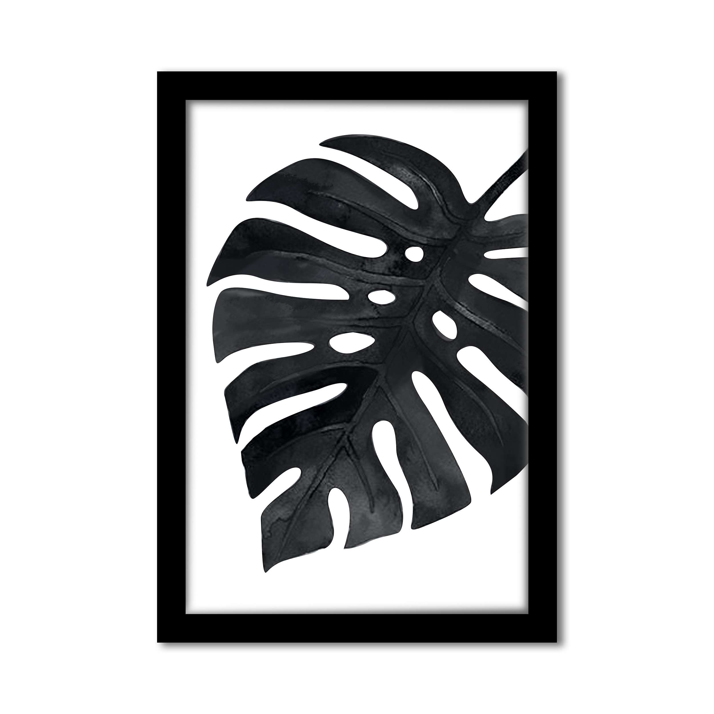 Black Monstera Leaf Minimal Wall Art