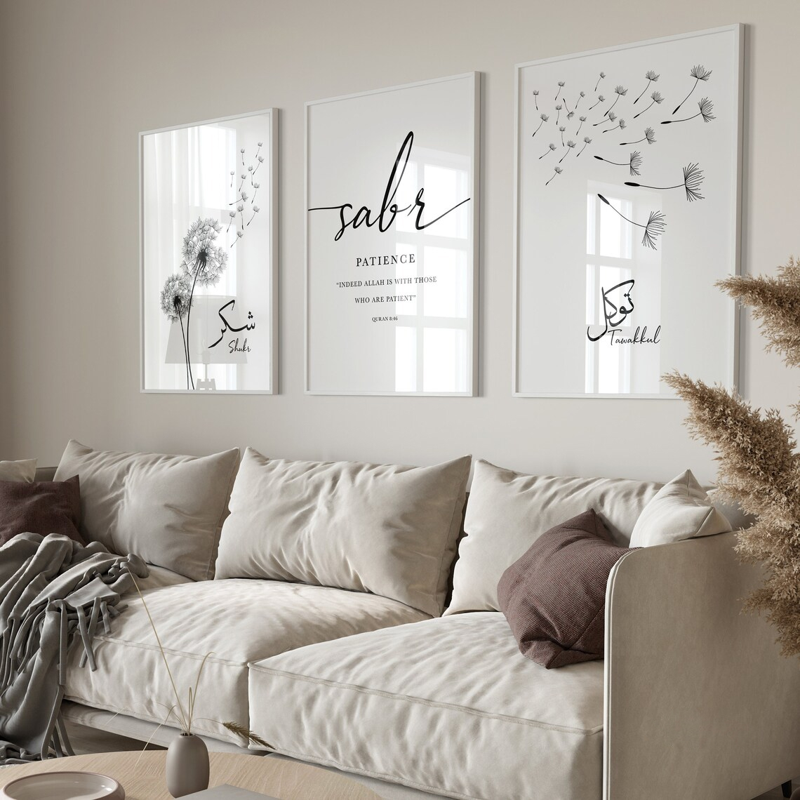 Minimalist Dandelion Islamic Quote Wall Art